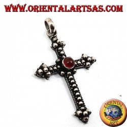 Pendentif argent, traverser avec cornaline