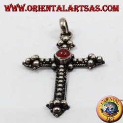 Silber-Anhänger, Kreuz mit Karneol