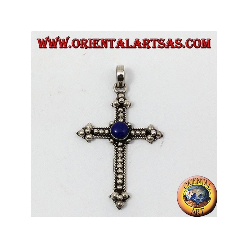 Silber-Anhänger, Kreuz mit Lapislazuli
