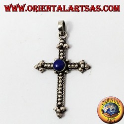 Silber-Anhänger, Kreuz mit Lapislazuli