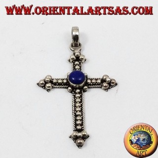 Silber-Anhänger, Kreuz mit Lapislazuli