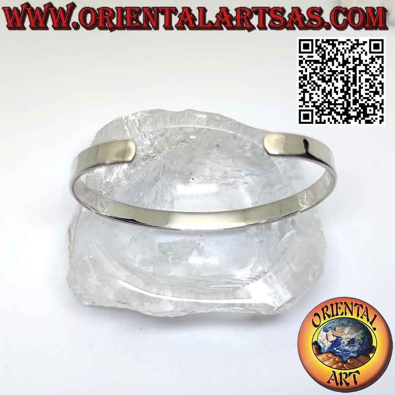 Smooth and flat 925 ‰ silver rigid bracelet (6 mm wide)