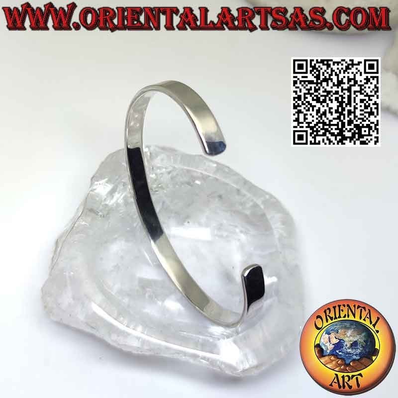 Glattes und flaches starres Armband aus 925 ‰ Silber (6 mm breit)
