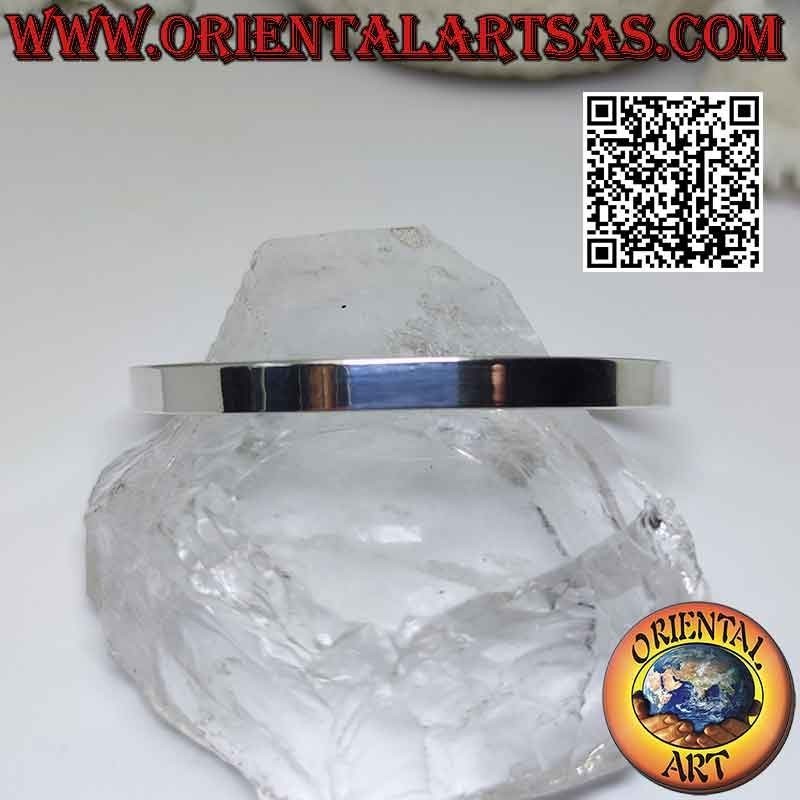 Smooth and flat 925 ‰ silver rigid bracelet (6 mm wide)