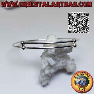 Bracciale rigido in argento 925‰ a cerchio con chiusura scorrevole regolabile (palline)