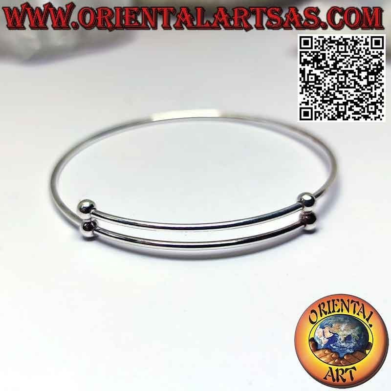 Steifes 925 ‰ Silberkreisarmband mit verstellbarem Schiebeverschluss (Kugeln)