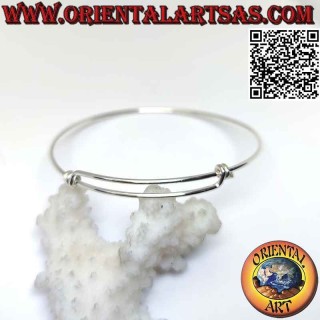 Pulsera circular rígida de plata de ley 925 ‰ con cierre deslizante ajustable (alambre)