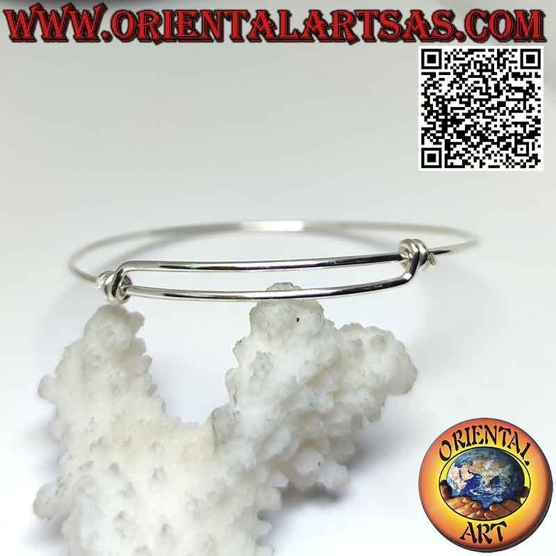 Sterling silver 925 ‰ rigid circle bracelet with adjustable sliding clasp (wire)