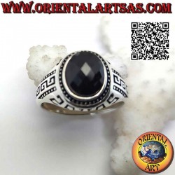 Silver ring with faceted...