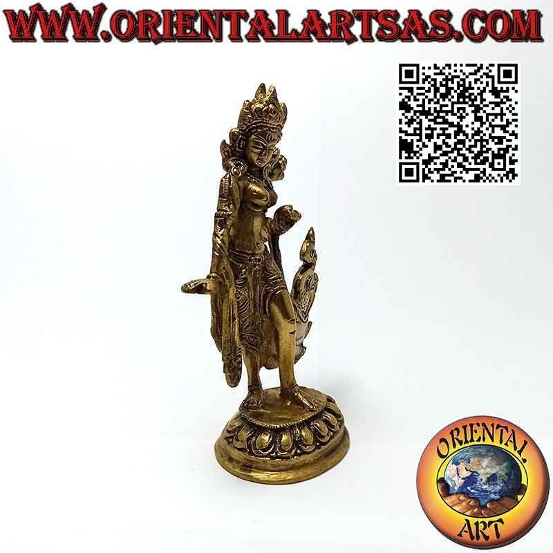 13 cm brass sculpture of dancing green Tara, patron goddess of Tibet