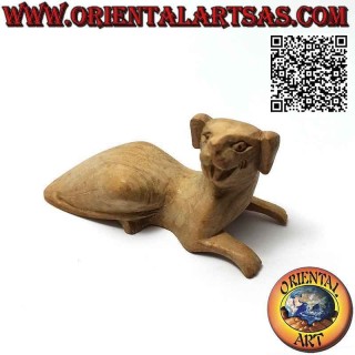 Sculpture "le chien doudou couché" en bois d'hibiscus 10 cm