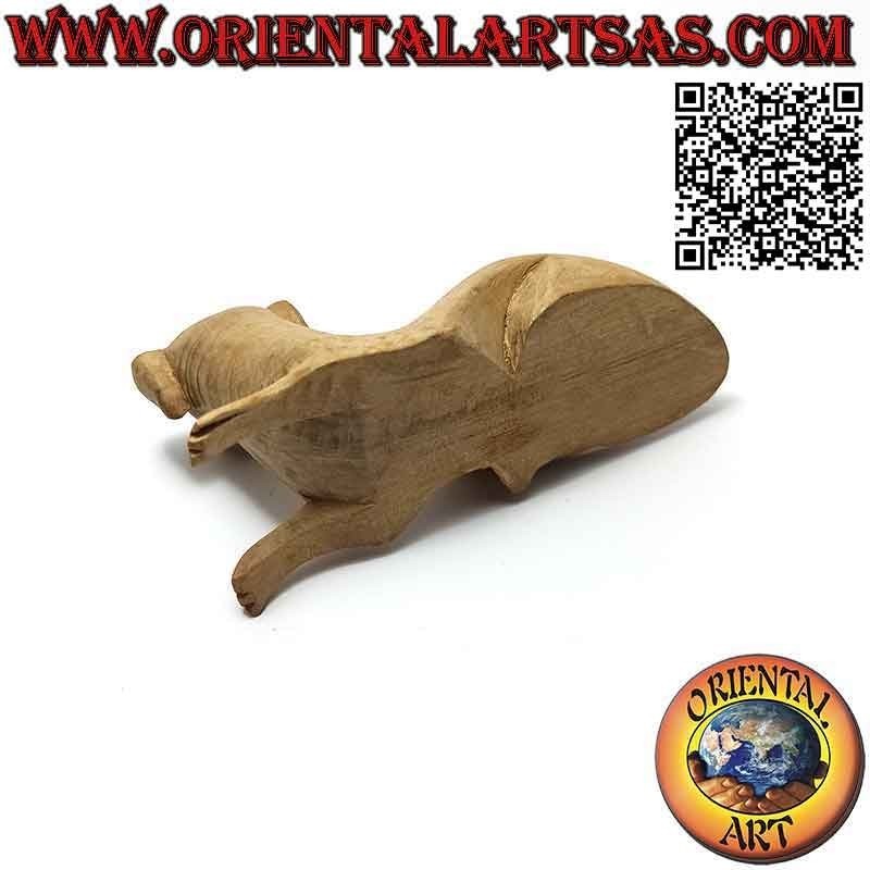 Sculpture "le chien doudou couché" en bois d'hibiscus 10 cm