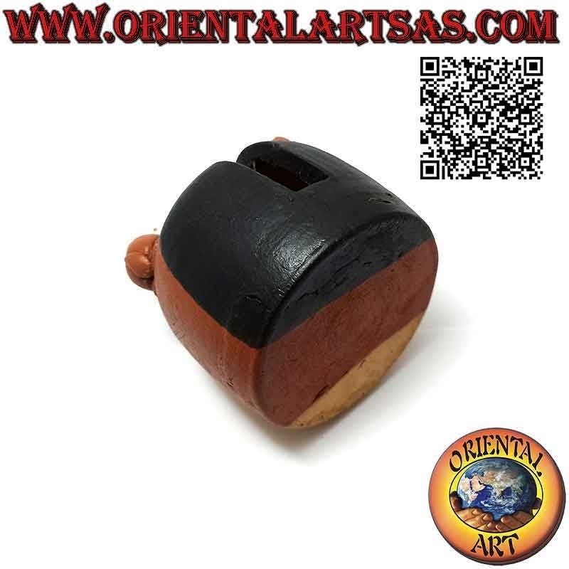 Handmade terracotta letter holder / napkin holder with frog