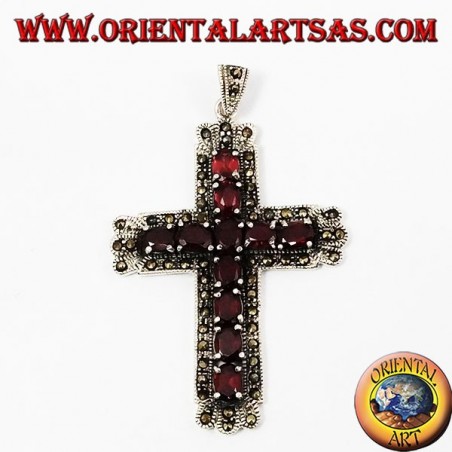 pendant of 'silver cross with garnets and marcassiti