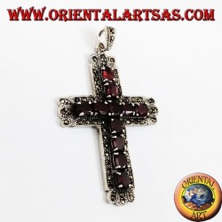 pendant of 'silver cross with garnets and marcassiti