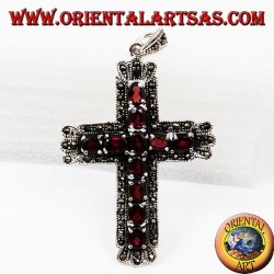 Anhänger von 'Silber Kreuz mit Granaten und marcassiti