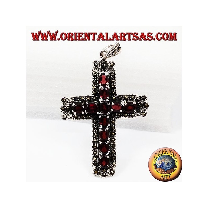 pendant of 'silver cross with garnets and marcassiti