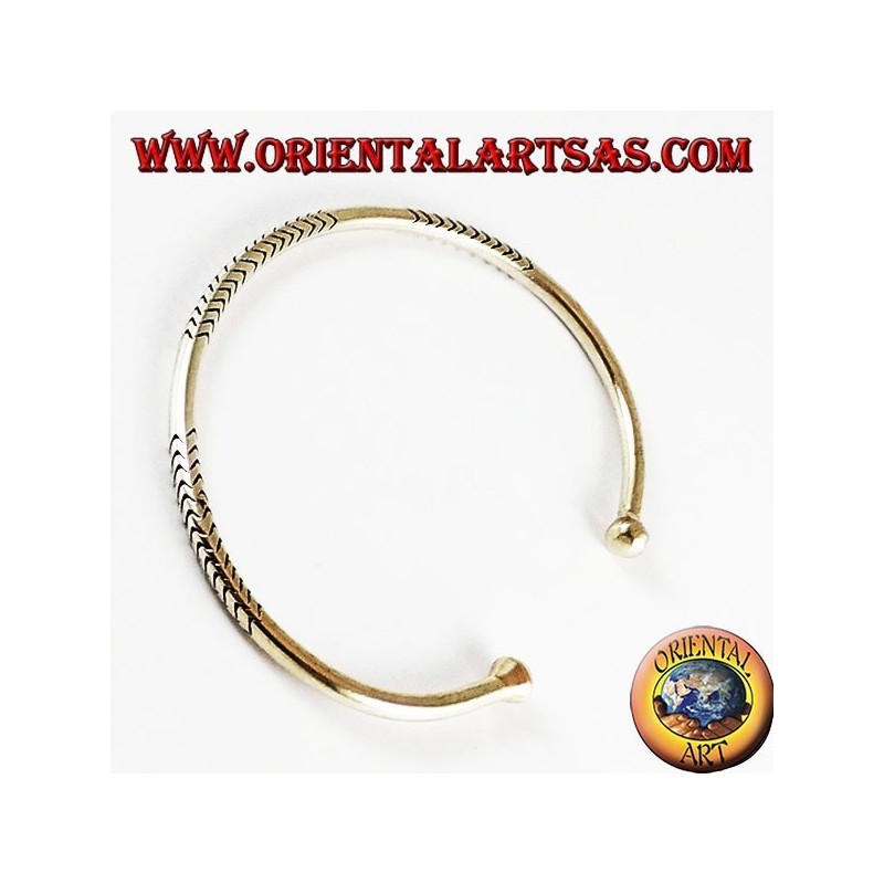 Bracelet en argent, sculpté à la main profil rond