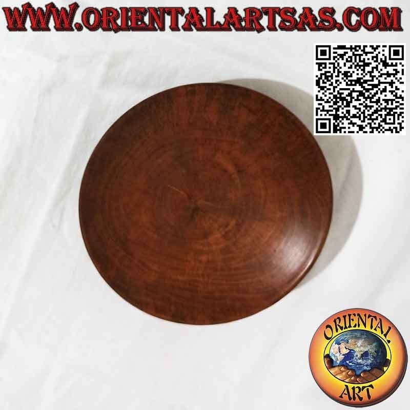 Pocket emptier - round plate in mahogany wood with base (20 cm)