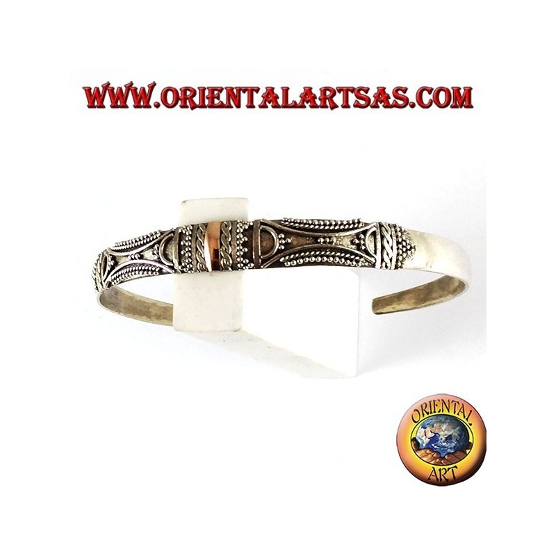 Silber-Armband, mit Platten 14 karätigem Gold handgefertigt 