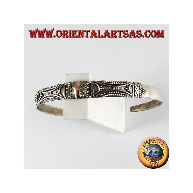 pulsera de plata, con placas de oro de 14 quilates hecho a mano