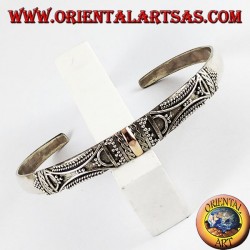 bracelet en argent, avec des plaques 14 carats d'or à la main