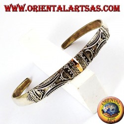 silver bracelet, with plates 14 karat gold handmade