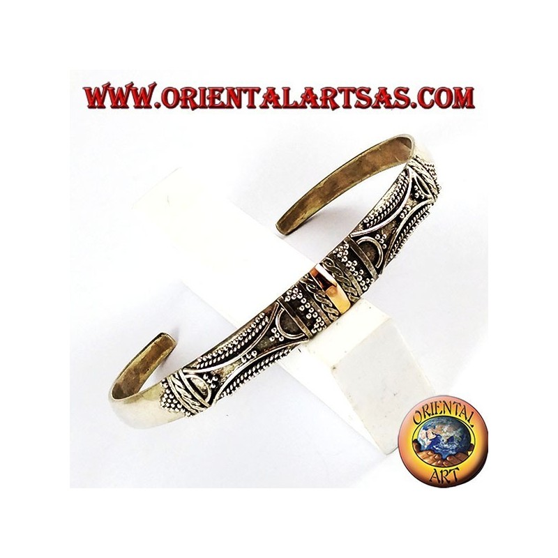 bracelet en argent, avec des plaques 14 carats d'or à la main