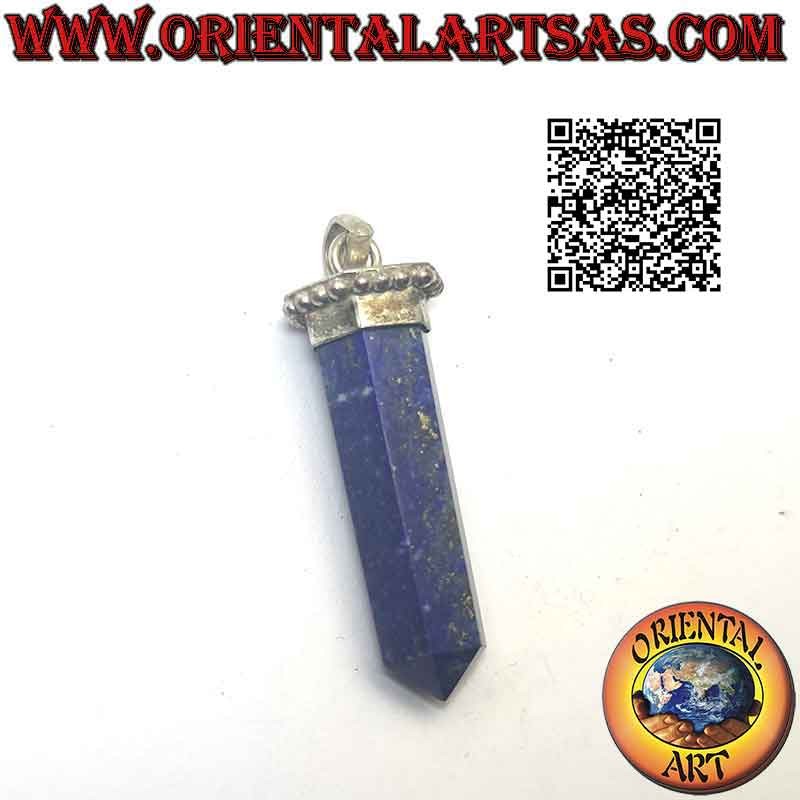 Pendentif prisme bi-terminé hexagonal en lapis-lazuli naturel
