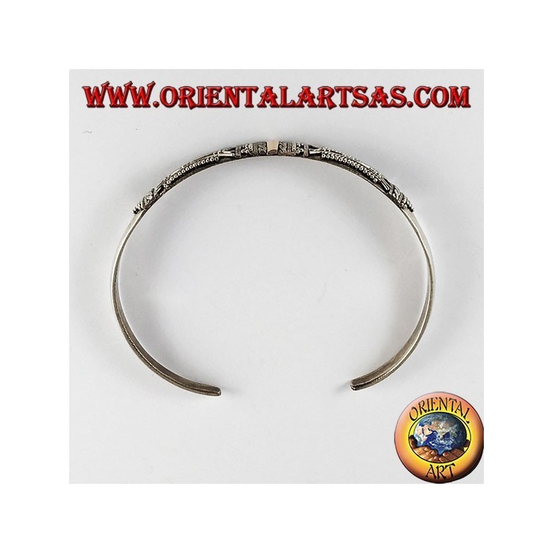 silver bracelet, with plates 14 karat gold handmade