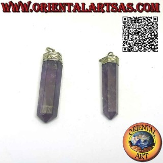 Tumbled Amethyst Hexagonal Prism Pendant Hypoallergenic | Oriental Art