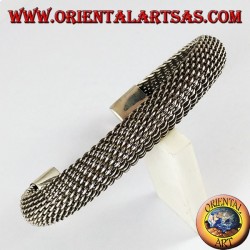 Bracelet argent, tissage net courbe souple
