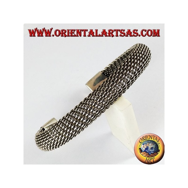 Bracelet argent, tissage net courbe souple