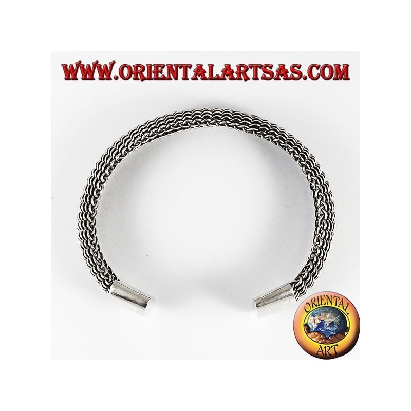 Pulsera de plata, netos de tejido curvada flexibles