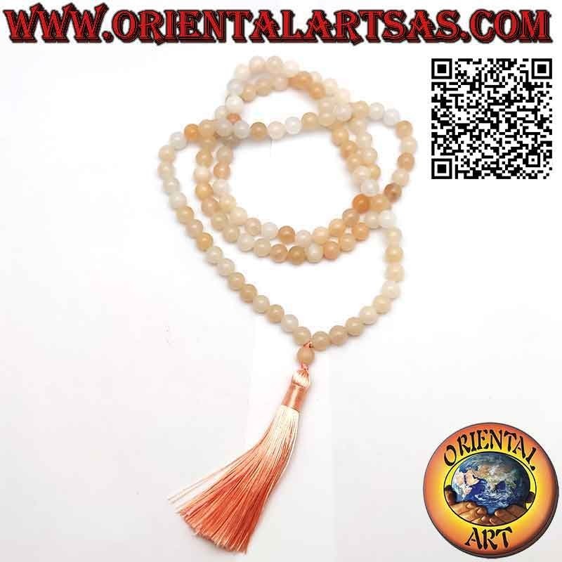 Mālā (Japamālā) Buddhist rosary of 108 beads of 9 mm. in natural pink aventurine