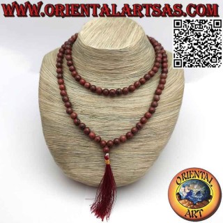 Mālā (Japamālā) Buddhistischer Rosenkranz aus 108 Perlen von 9 mm. in natürlichem rotem Jaspis
