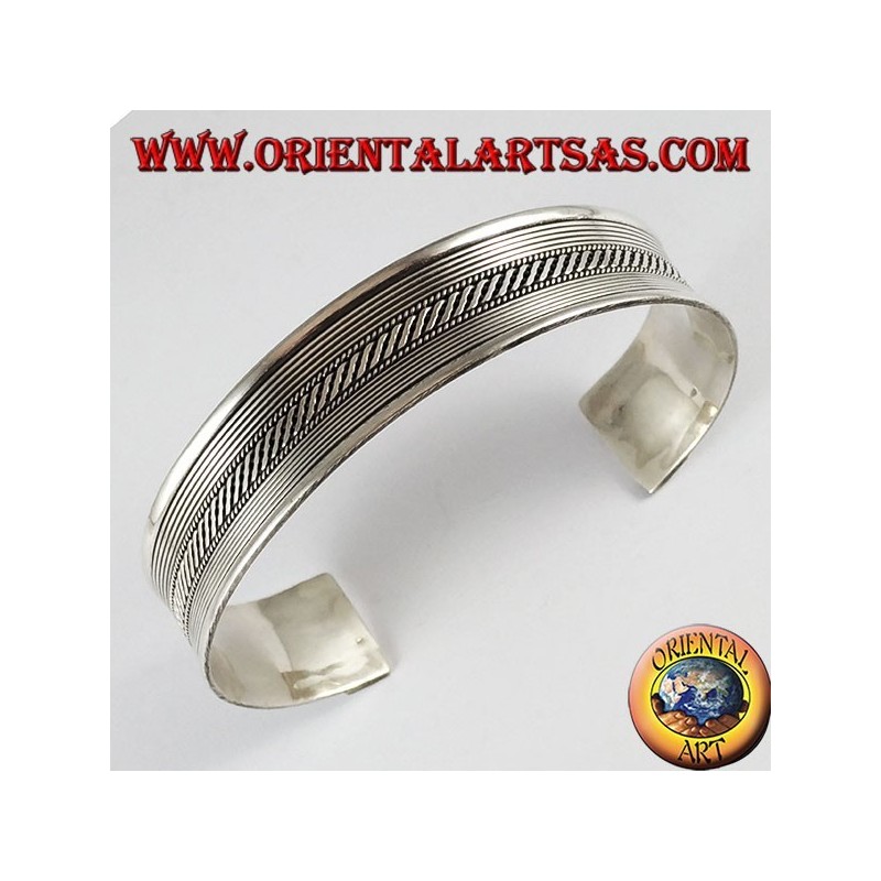Bracelet en argent, lignes dur tressés