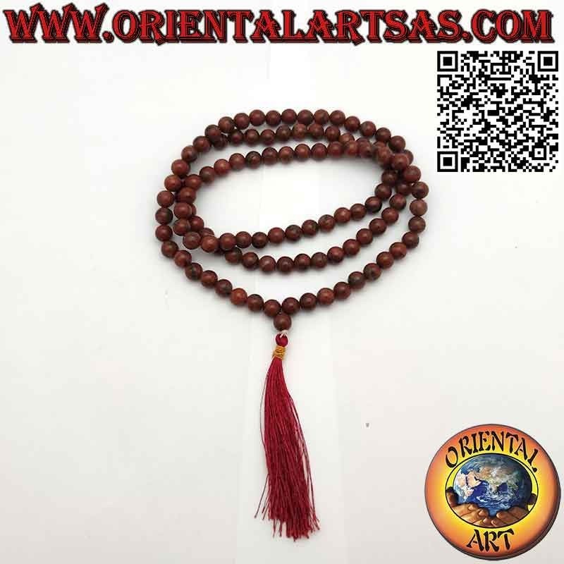 Mālā (Japamālā) rosario buddista da 108 Grani da 9 mm. in diaspro rosso naturale