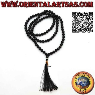 Mālā (Japamālā) Buddhistischer Rosenkranz aus 108 Perlen von 7 mm. in natürlichem schwarzem Onyx