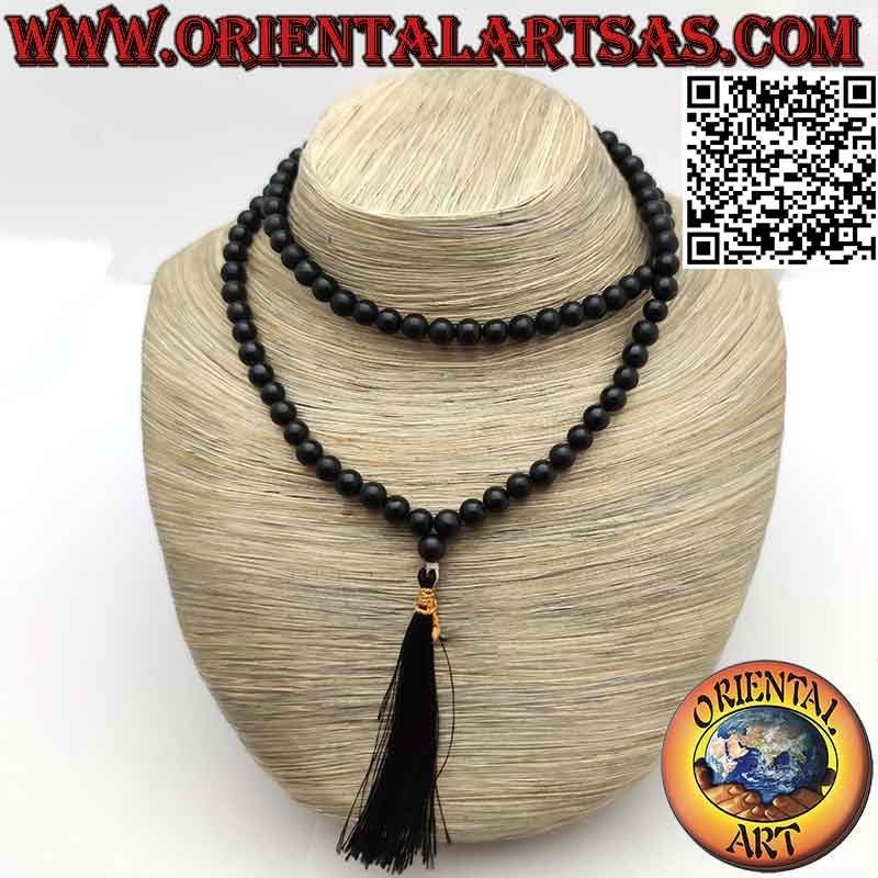 Mālā (Japamālā) Rosario budista de 108 cuentas de 7 mm. en ónix negro natural