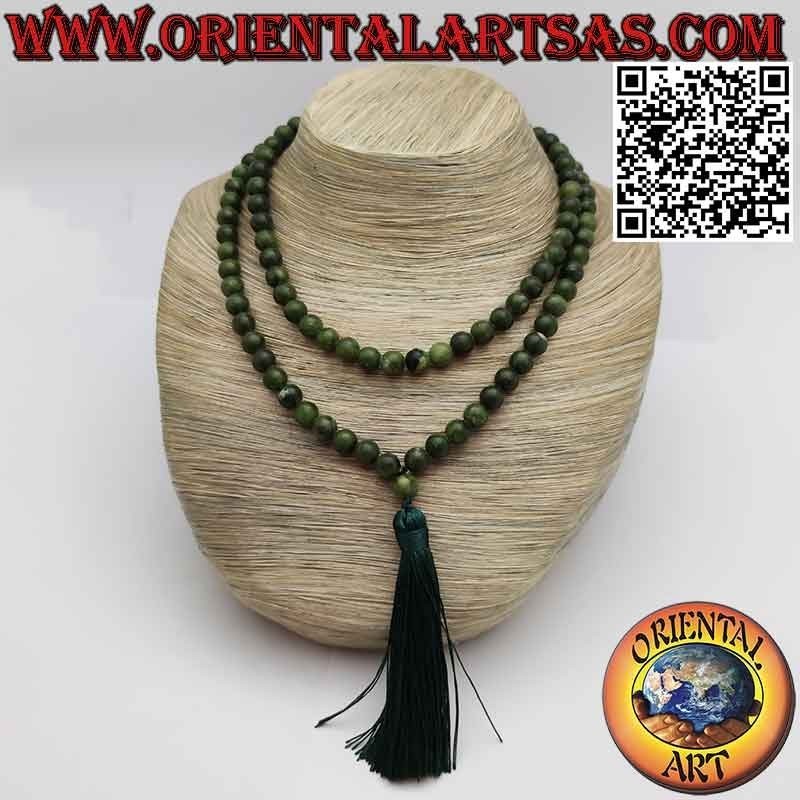 Mālā (Japamālā) Buddhist rosary of 108 beads of 9 mm. in natural jade