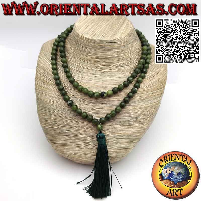 Mālā (Japamālā) Buddhist rosary of 108 beads of 9 mm. in natural jade
