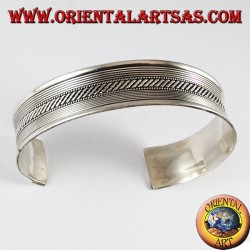 Silver Bracelet, hard-braided lines