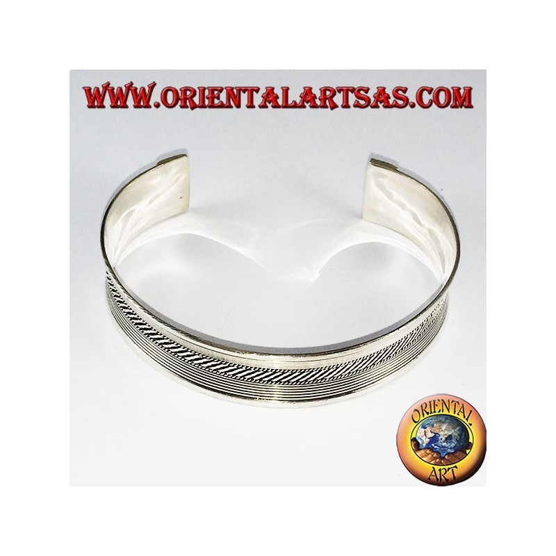 Silver Bracelet, hard-braided lines
