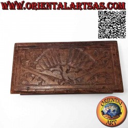 Schmuckschatulle in Schatulle mit geschnitztem Pfau, aus Sonokeling-Holz (indonesisches Ebenholz) 20x10 cm