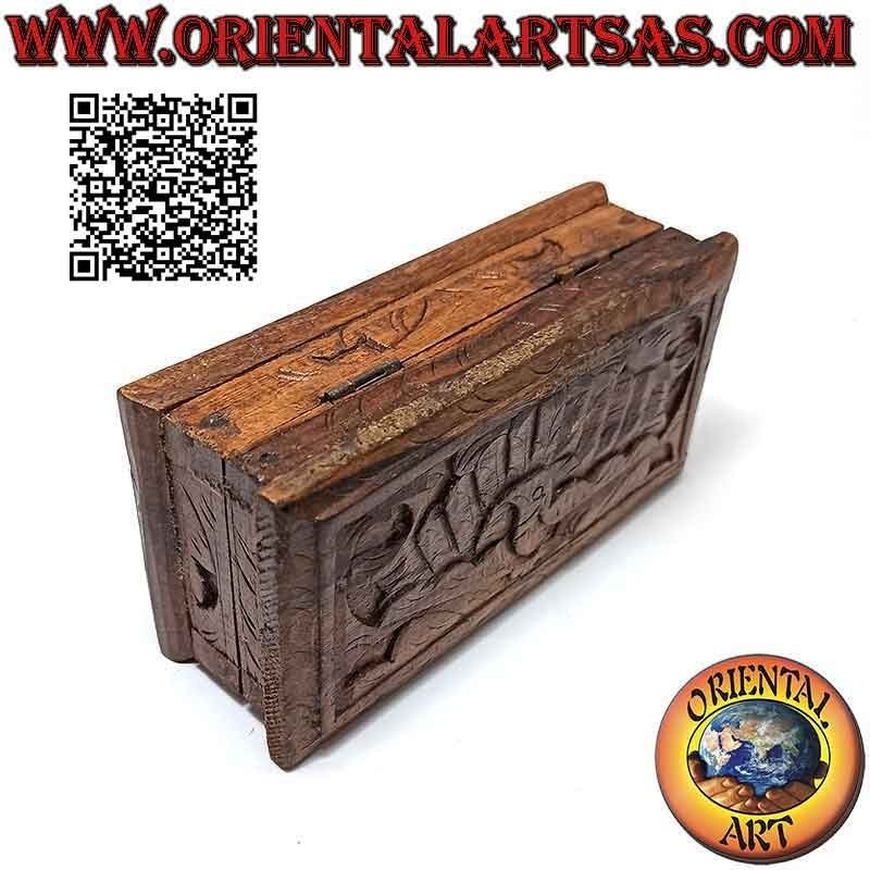 Schmuckschatulle in Schatulle mit geschnitztem Pfau, aus Sonokeling-Holz (indonesisches Ebenholz), 14x7 cm
