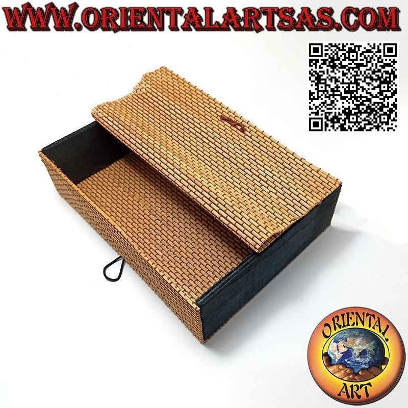 Joyero rectangular con tapa blanda en tubos de bambú anudados (20x15)