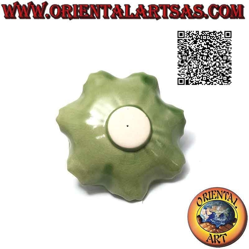 Brucia incenso "Buddha dell'abbondanza (Budai) in piedi" nella foglia in ceramica dipinta e interno vetrificato