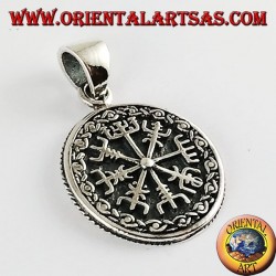 Pendentif argent et Aegishjalmur vegvisir avec Celtic runes