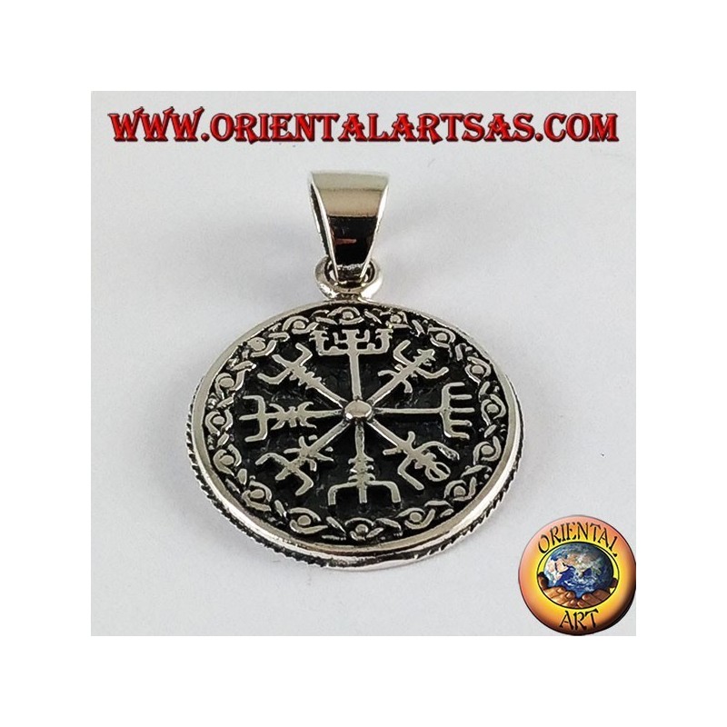 Silber Anhänger und Aegishjalmur vegvisir mit keltischen Runen